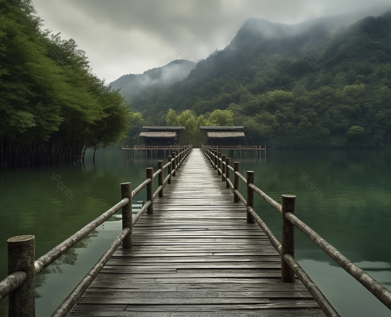 自然风光小桥房屋建筑摄影图,高清,摄影图,摄影图片,图片大全,摄影图免费下载